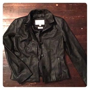 Button down leather jacket.